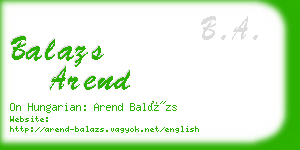 balazs arend business card